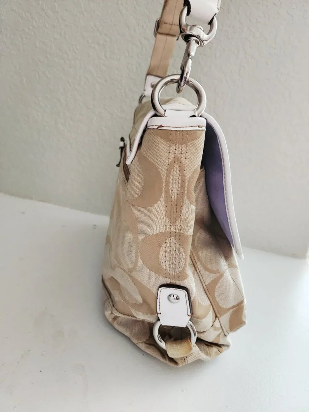 Coach Kyra Signature Khaki Shoulder Bag Purse